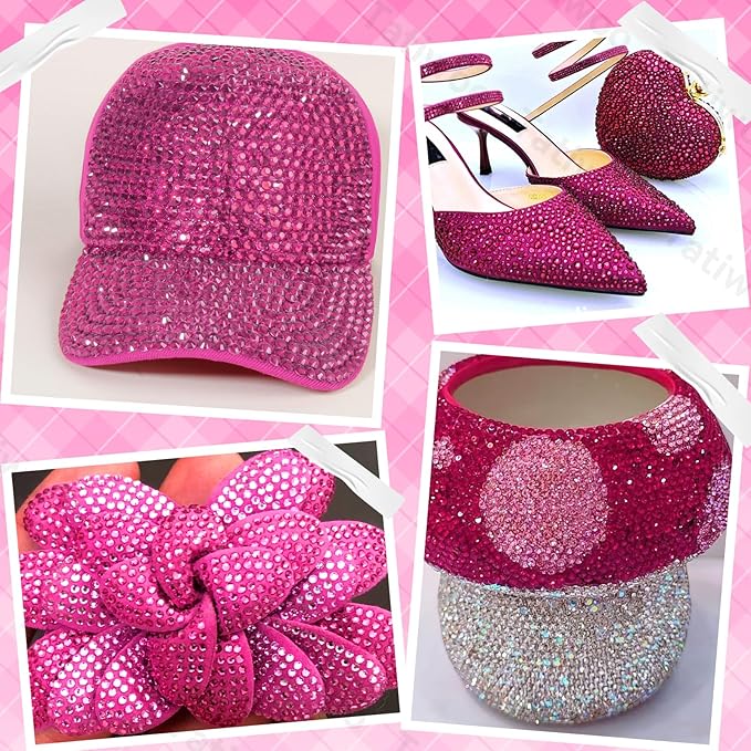 20000Pcs Hot Pink Flatback Jelly Resin Rhinestones for Bedazzling, Mix Sizes Crystal Rhinestones Gems, Hot Pink Gems Bedazzling for Crafting for DIY Face Makeup Crafts Tumblers