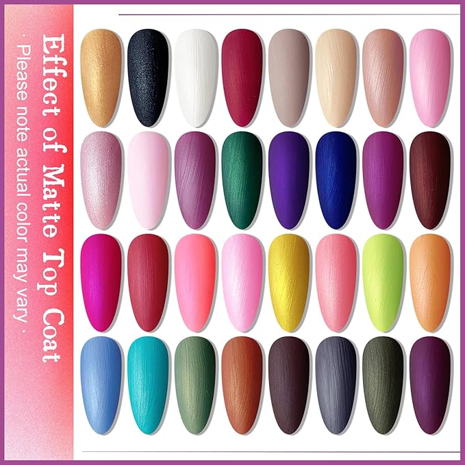 JODSONE Gel Nail Polish Starter Set Ribbon Glitter Summer Light Winter Dark Glossy 36-Piece Multi-color Gel Nail Polish Set