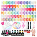 VANREESA Gel Nail Polish Kit with U V Light 53 Pcs Gel Polish Nail Set 36 Sweet Colors Nail Polish Set with Base Coat and 4 Effects Top Coat Manicure Tools Complete Nail Kit Gifts for Women Girls