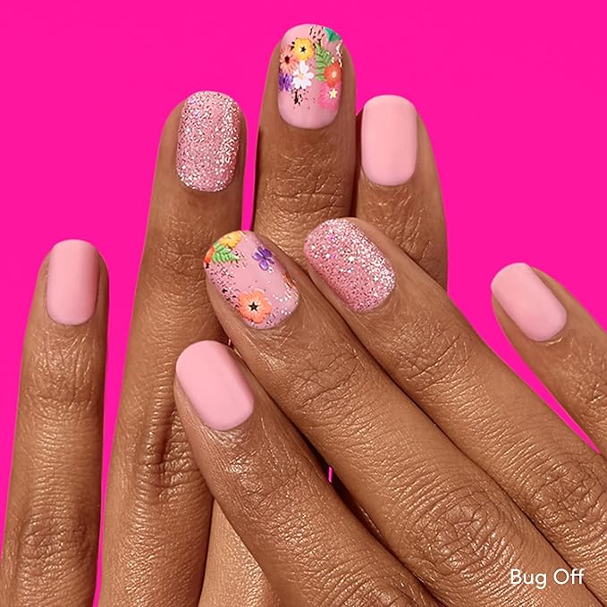 Dashing Diva Gloss Nail Strips Bundle - The Spring Florals Collection - Wallflower Frenzy & Bug Off - UV Free, Chip Resistant, Long Lasting Gel Stickers - Contains 2 Sets