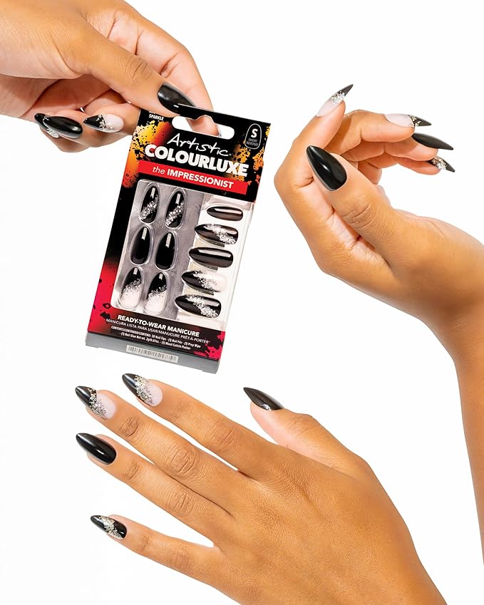 Artistic Colourluxe Press-On Tips - Kit Colourluxe Press-On Tips - Kits Nails - 30 Nails (Midnight Sparkle, Kit)