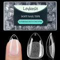 Short Almond Nail Tips, 15 Sizes 240 PCS Clear Acrylic Soft Fake Nails Gel Nail Tips, Full Cover Pre-Shaped Matte Long Lasting Press on Nails Extension for DIY Beginners & Salon Manicure