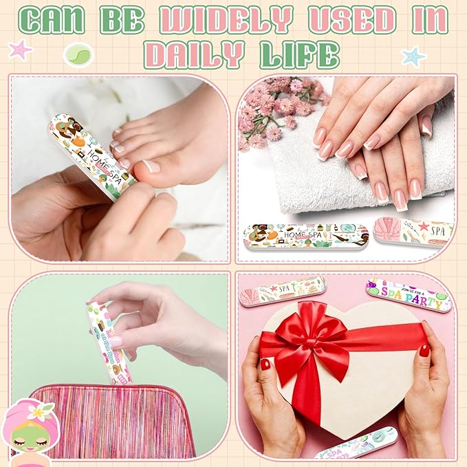 50 Pcs Spa Party Favors Bulk for Woman Sleepover Party Supplies Spa Birthday Parties Favors Mini Emery Board Nail Files Slumber Gifts for Home Slumber Supplies