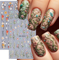 2 Sheets Spring Flower Nail Stickers Summer Embossed Flowers Nail Art Stickers Colorful Floral Leaf Nail Decals 5D Self-Adhesive Leaves Nails Supplies for Women Girls DIY Nail Accessories