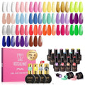 ROSALIND 25pcs bright Gel Nail Polish Set 21 colors Pastel Pinks Neon Rainbow gel polish with 10mL 4pcs Base & Top Coat， Soak Off U v DIY Salon Nail Gel Gift for Women