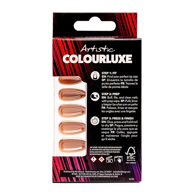 Artistic Colourluxe Press-On Tips - Kit Colourluxe Press-On Tips - Kits Nails - 30 Nails (Mocha Mirror, Kit)