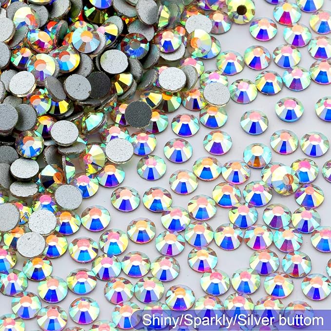 Flatback Rhinestones Bulk, 14400PCS Crystal AB Rhinestones for Clothes DIY Decoration Crafts, Crystal AB, SS20, 4.6-4.8mm