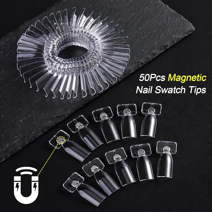 Magnetic Nail Swatch Sticks Set, Detachable Practice Nail Display Tips for Gel Polish, Nail Art Painting Swatches, Professional Manicure Salon Supplies, Muestrario de Uñas Magnético