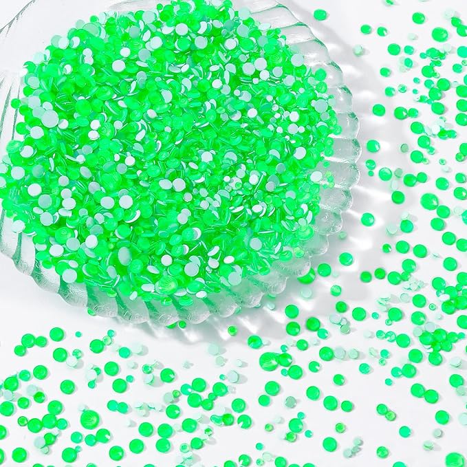 Neon Green Flatback Rhinestones, Glass Rhinestones for Nail Art and Craft, Glue Fix, Loose Crystal Gemstones(Neon Green, SS20, 1440pcs, 4.6-4.8mm)