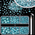 Resin Rhinestones for Crafting, 1 Box Lake Blue Multi Sizes Flatback Bedazzling Crystals for Crafts Nail Art Deco, Non Hotfix Gems Charms for Tumbler Shoes Clothing Fabric Face Makeup