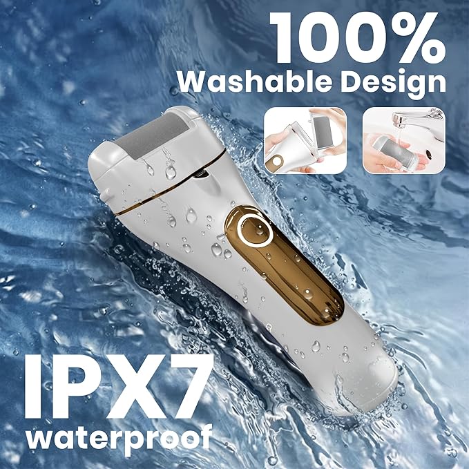 Electric Foot Callus Remover for Cracked Heels, Rechargeable Waterproof Pedicure Tool, Professional Foot Care Kit with Travel Organizer Bag & Nail Clipper | BukDot
