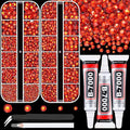Resin Rhinestones for Crafting with B7000 Jewelry Glue, 2 Boxes Red Zircon Flatback Crystals with 3Pcs 10ml Glue for Bedazzling Crafts DIY Nail Art Makeup, Gems for Clothing Shoes