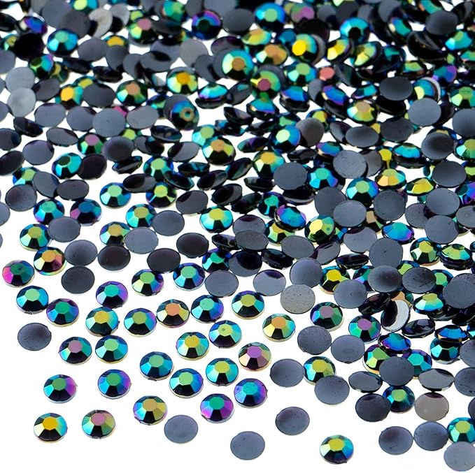 2000 Pieces 4mm (SS16), Black AB, Acrylic Round Flat Back Rhinestones for Jewelry Making, DIY Crafts, Nail Art, Face Makeup, Clothes