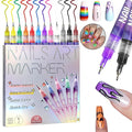 12 Color Nail Art Pens for Painting Nails, 0.5 MM Nail Polish Pens Drawing Point Liner Painted Pen Kit, Waterproof Quick-drying for DIY Nails Art Design Manicure Tools