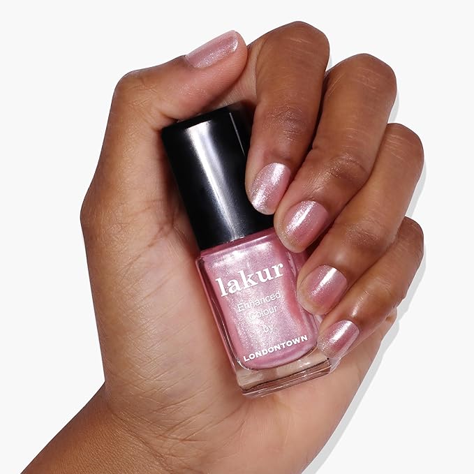 LONDONTOWN Baby Pink Glittery Nail Polish, Pink Strawberry lakur, Vegan Chip-Resistant Long-Lasting Nail Lacquer, .40 fl oz