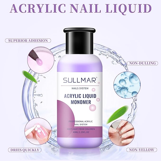Acrylic Monomer Liquid Monomer Acrylic Nail Liquid Acrylic Liquid Liquid Monomer For Acrylic Nails Nail Monomer Liquid Monomer (40ml/1.35FL.OZ)