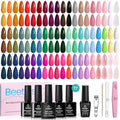 Beetles Gel Nail Polish Set - Emotional Spectrum 69PCS 60 Colors Gel Polish Kit Base Coat Glossy & Matte Top Coat UV Led Soak off Collection Brown Red Black Nude White Valentines Gifts for Women