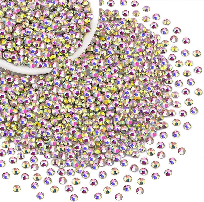2000PCS SS20/5mm Crystal Rhinestones (Crystal AB), Bedazzling Flatback Glass Rhinestones for Crafting, Gems Diomand Charms for Tumbler Shoes Clothing Mugs Nail Art