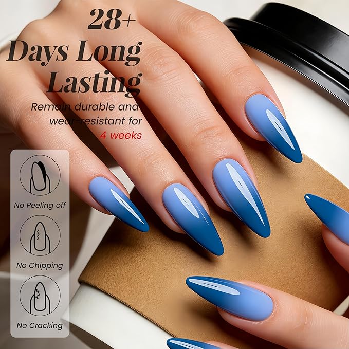 YTD Likomey Color Changing Gel Nail Polish,15ml Light Blue To Blue Mood Temperature Change Colors Thermal Ombre Salon Home Fall Winter Manicure UV Varnish,WB205