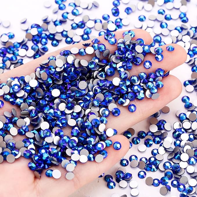 Rhinestones Crystals Rhinestones for Crafts Nail Rhinestones Glass Flatback Nail Gems and Rhinestones for Nails Art Makeup Bags Shoes Decoration DIY(SS20, 1440pcs, Sapphire AB)