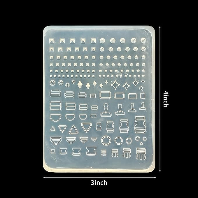 3D Rivet Gel Nail Art Mold Silicone Tools Nails Manicure Design Multiple Shapes Buckle Small Model Resin Zipper Molds for Accessories Supplies