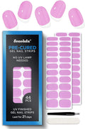 Pre Cured Gel Nail Strips - 44PCS Salon Quality Gel Nail Stickers - Long Lasting Polish Wraps for Women no UV Light Needed Easy Apply & Remove (Macaron Pink