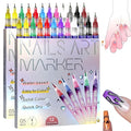 Nail Art Markers for Gel Nails,12 Colors Nail Art Pens Set DIY Nail Art Marker Drawing Painting 3D Nail Polish Pens, Quick Dry Graffiti Dotting Point Liner Pens for DIY Nail Art (24 Pcs)