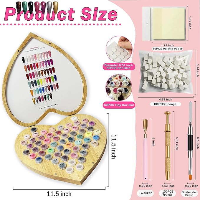 Sponge Pat Pat Gel Polish Pallete Tool Kit, 57 Colors Ombre Nails Gel Paint for Nail Art Gradient Painting Gel Blush Blooming Aura French Manicure, Valentines Day Gifts UV/LED Curing DIY Nail