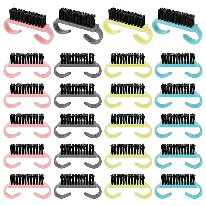 24 Pack Travel Size Nail Brushes, Colorful Handle Grip Nail Brushes, Mini Hand Scrub Cleaning Brush or Nails and Toes, Women Men