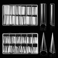ELLEWIN 480PCS No C Curve Clear Nail Tips, 3XL Extra Long Half Cover Straight and Stiletto Nails for Acrylic Nails Kit, 10 Sizes Soft Gel Fake Nails Extension for Salons and Home DIY Gifts