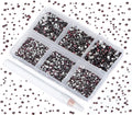 Bymitel 7200 Pieces 6 Mixed Sizes Glue Fix on Glass Rhinestones Round Crystal Gems Flatback for DIY Jewelry Making with one Picking Pen(6-Sizes 7200PCS, Amethyst)