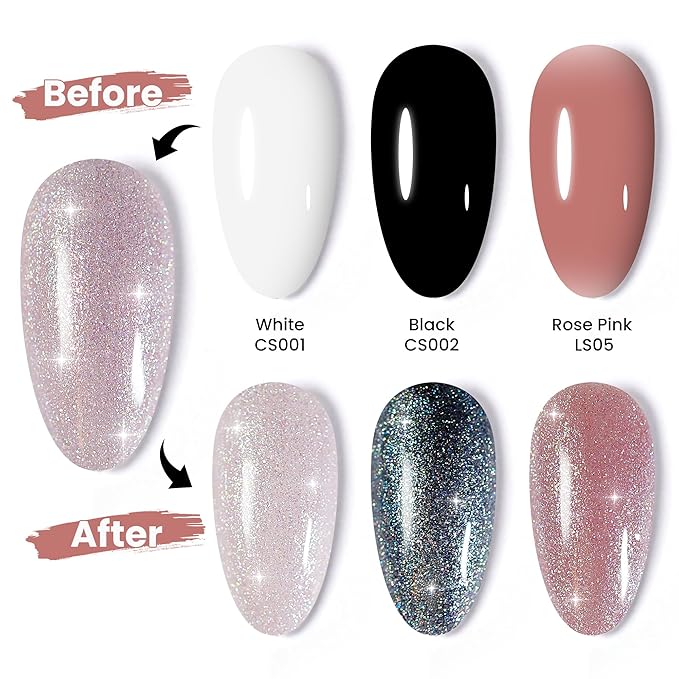 YTD Likomey Mermaid Glitter Nude Gel Nail Polish,15ml Pink Pearlescent Jelly Sheer Translucent Neutral Iridescent Colorful Shimmer Nails Art Manicure UV Nail Gel Varnish,LS388