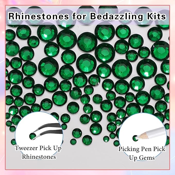 RODAKY Resin Rhinestones for Crafting Bedazzling,2-6MM Rhinestones for Nails Art,Emerald Green Nail Rhinestone and Gems,Nail Diamond Flatback Gems Crystals Charms for Nail Design DIY Makeup Decor