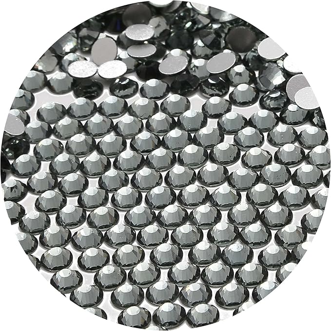 NCB 3000pcs Flatback Round Glass Nail Art Rhinestones Crystal for DIY Making Accessories Shoes, Clothes, Face Art, Bags, Manicure (Black Diamond, SS3 3000pcs)