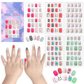 SIUSIO 120 Pcs 5 Pack Children Acrylic Fake Nails Press on Pre-glue Full Cover Glitter Gradient Color Rainbow Short False Nail Art Kits Set Stick on Nails for Kids Little Girls - Pink Hamster