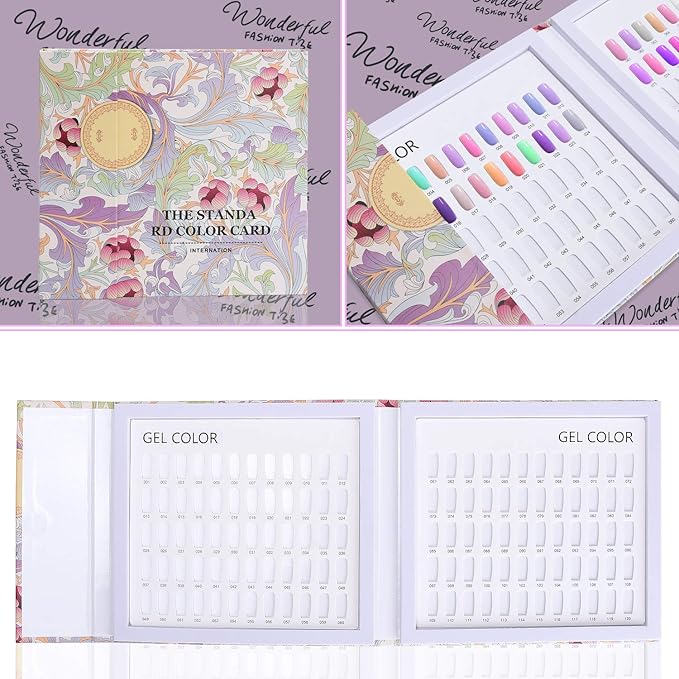 Noverlife 120 Nail Colors Display Book with 120 False Nail Tips, Nail Art Samples Color Swatches Cardboard, Nail Gel Polish Display Chart Nail Design Showcase for Manicure Salon Studio