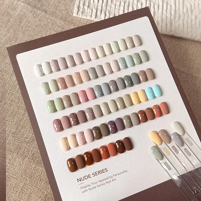 GAOY 42 Pcs Gel Nail Polish Kit, Nude Neutral Red Gray Colors All Seasons Gel Nail Polish Set with Glossy & Matte Top Coat and Base Coat for Salon and DIY Manicure at Home
