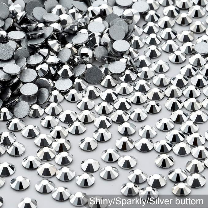 Flatback Rhinestones Bulk, 14400PCS Silver Rhinestones for Clothes DIY Decoration Crafts, Silver, SS10, 2.7-2.9mm