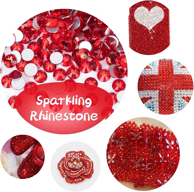 10000PCS Red Rhinestones Bulk, Flat Back Crystal Glass Stone Round Gems,SS20, 4.6-4.8mm