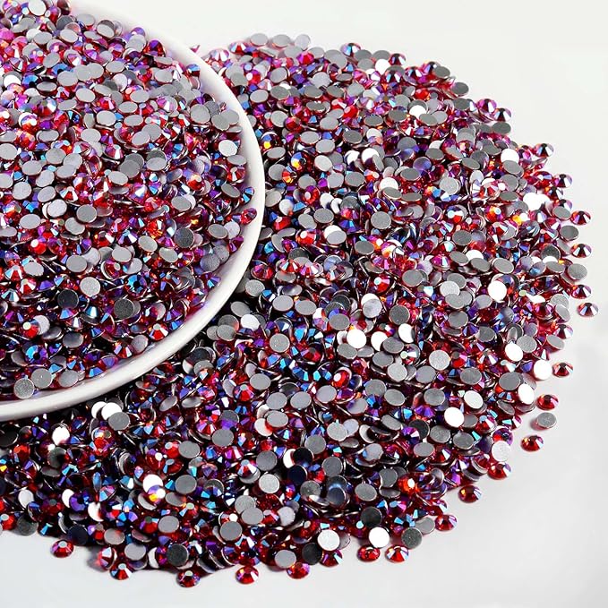Beadsland Flatback Rhinestones Bulk, 2880pcs Rhinestones for Nails Crafts Clothes DIY Decoration, Hyacinth AB, SS30, 6.3-6.5mm
