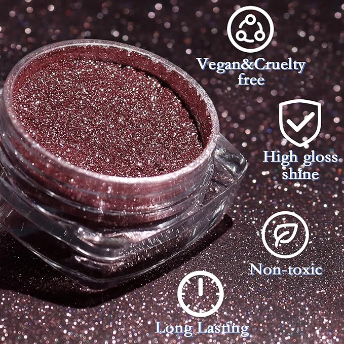 SIUSIO 16 Jars Chrome Nail Powder Nail Art Glitter Decoration Metallic Mirror Effect Holographic Aurora Pearl Mermaid White Pigment Powder Kit for Resin Craft Nail Art - Aurora Phantom