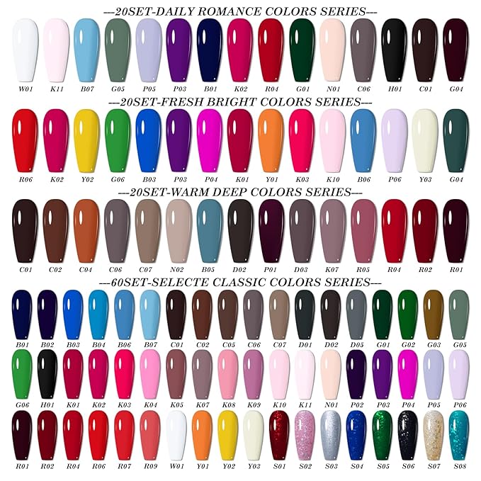 20 PCS Gel Nail Set, 15 Colors Gel Polish Set Neon Bright Pink Blue Red Purple Shades, with Gold Silver Glitter and Glossy Matte Top Coat, Base Coat, for Women Gift Kit