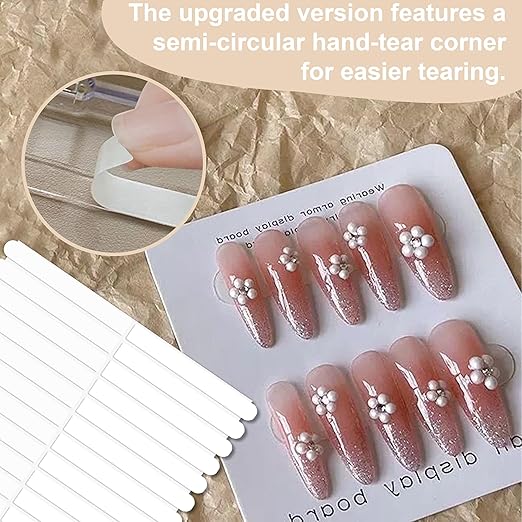 Qenk 12 Sheets Double Sided Tape for Nails, Nail Tape for Press on Nails, Double Sided Nail Tape for Nail Tips Art Display Salon Supplies (Style-2)