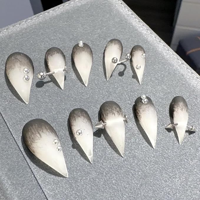 Halloween Press Claw on Nails Long Short Medium Curved Stiletto Handmade Gothic Design Horror Vampire False Nails Dragon Cat Claw Press on Nails Glossy Glue on Nail Thick Acrylic False Nails