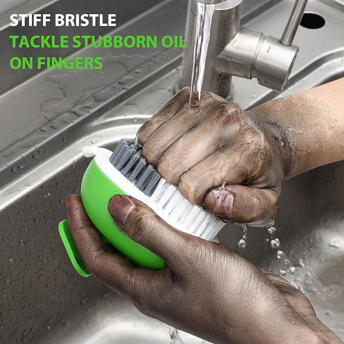Nail Brush for Cleaning Fingernails With Stiff Soft Bristle, Nail Art Tools Design for Cleaner Hand Foot Toe Under Finger Nails Polish Clean Up Brushes Scrubber for Kids Men Women, 1 Pcs, Green