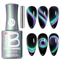 Beetles Stay Shining Cat Eye Gel Nail Polish - 15ML 9D Chameleon Cat Eye Green Purple Double Magic Colors Gel Polish with Magnet Soak Off UV Galaxy Drift Collection Nail Art Design Gift for Women