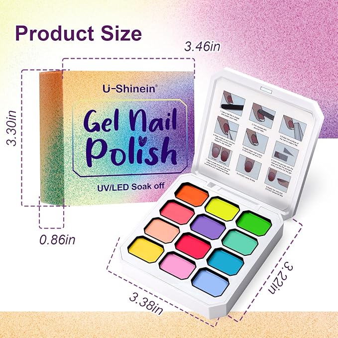 Gradient Painting Gel, 12 Colors Ombre Gel Nail Polish with 100Pcs Nail Sponges &Tweezers for Pigment Pat Aura Nails French Manicure Soak Off UV Long-lasting Set Palette Chroma Carnival