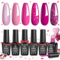 beetles Gel Polish Pink Angel - Valentine Gel Nail Polish Set Pink Rose Nude Glitter Sparkle Light 6 Colors Kit Soak off Uv Led Nail Art DIY Salon Home Gift for Women Girls