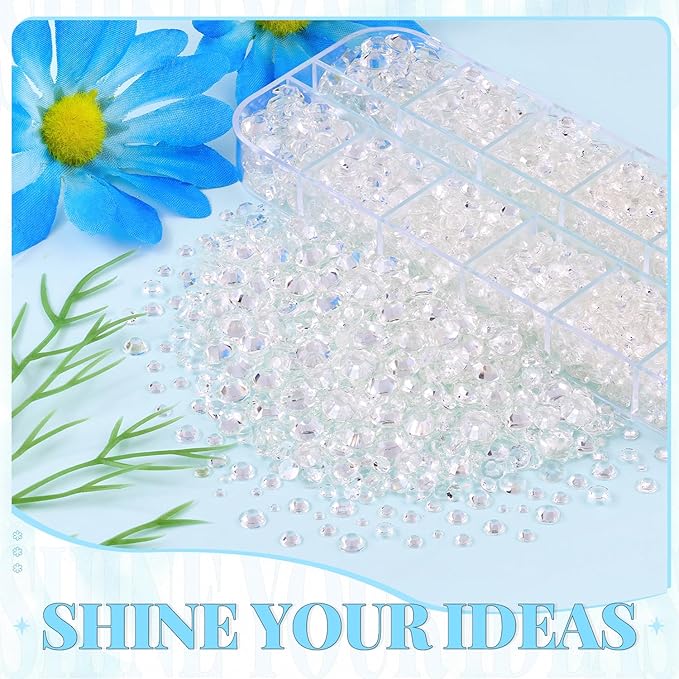 12000Pcs Resin Rhinestones for Bedazzling with 3Pcs B7000 Jewelry Glue, 2 Boxes Transparent Flatback Rhinestones for Crafting Crafts DIY, Crystals Gems for Clothing Shoes Tumblers Nail Art Makeup