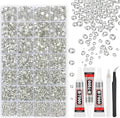 33000Pcs White Resin Jelly Rhinestones for Bedazzling, 2-6mm Flatback Gems for Diamond Art, Bedazzler Kit with 3Pcs 10ml B7000 Jewelry Glue for Crafting Crafts Nail Art